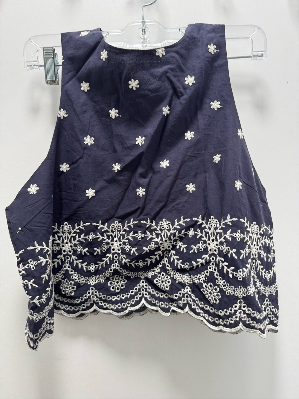 En Saison Nara Dark navy blue embroidered skirt & top set medium scallop hem NWT - Picture 4 of 16